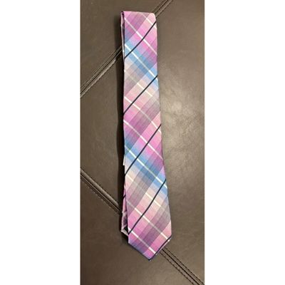 PINK PLAID TIE WHT & BLK / TIEATTEZ0087