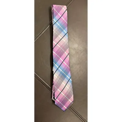 PINK PLAID TIE WHT & BLK / TIEATTEZ0087