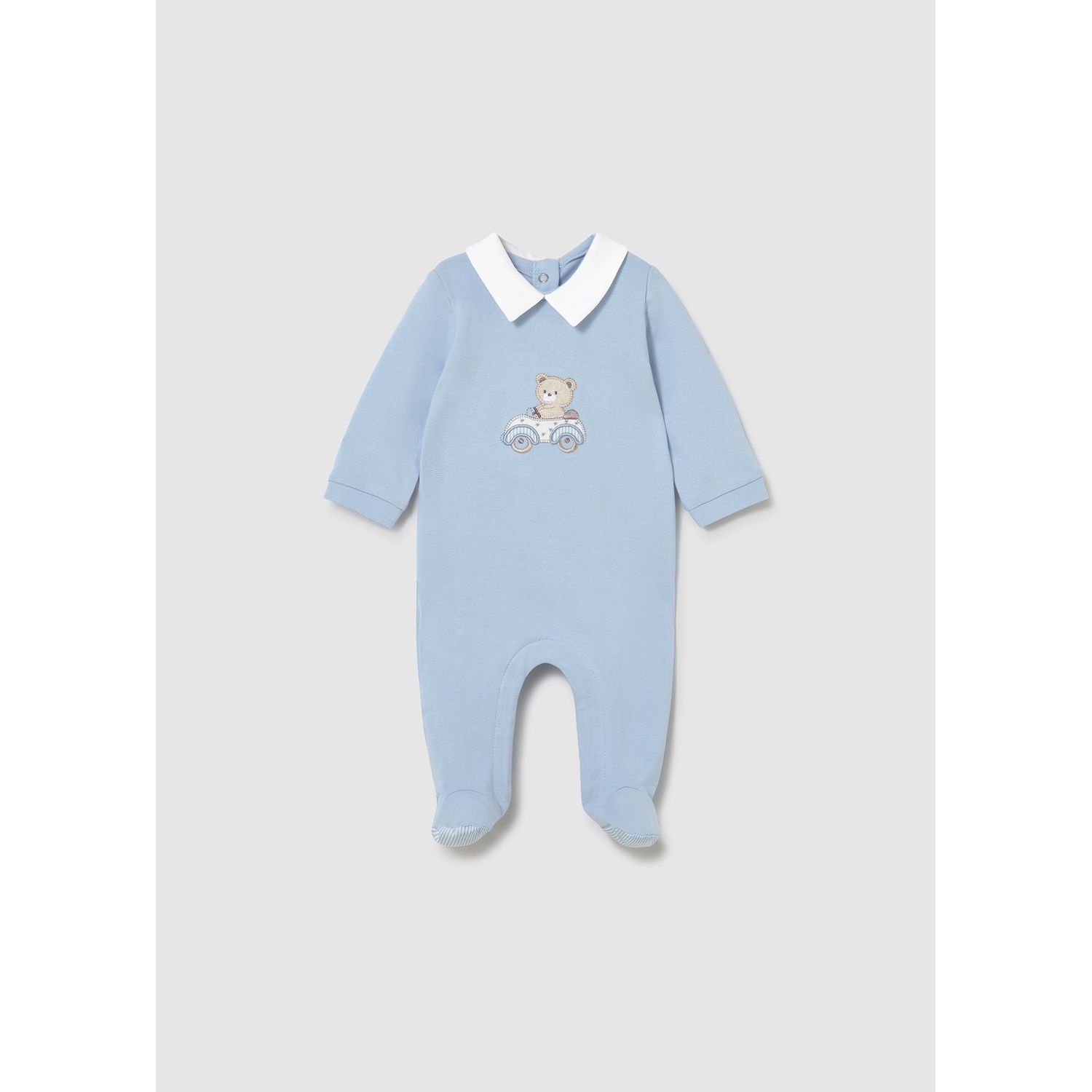 BLUE SLEEPER WHITE COLLAR BEAR CAR APPLIQUE / 1716-093