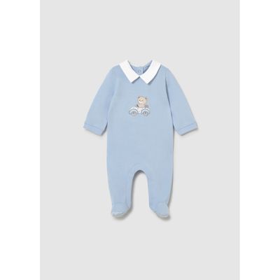 BLUE SLEEPER WHITE COLLAR BEAR CAR APPLIQUE / 1716-093