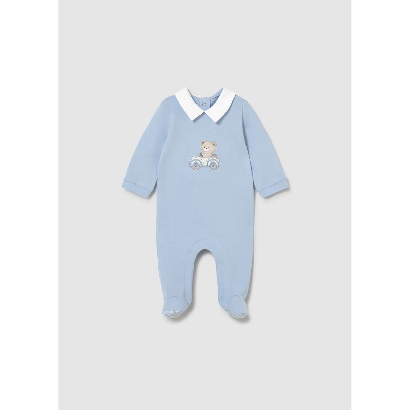 BLUE SLEEPER WHITE COLLAR BEAR CAR APPLIQUE / 1716-093