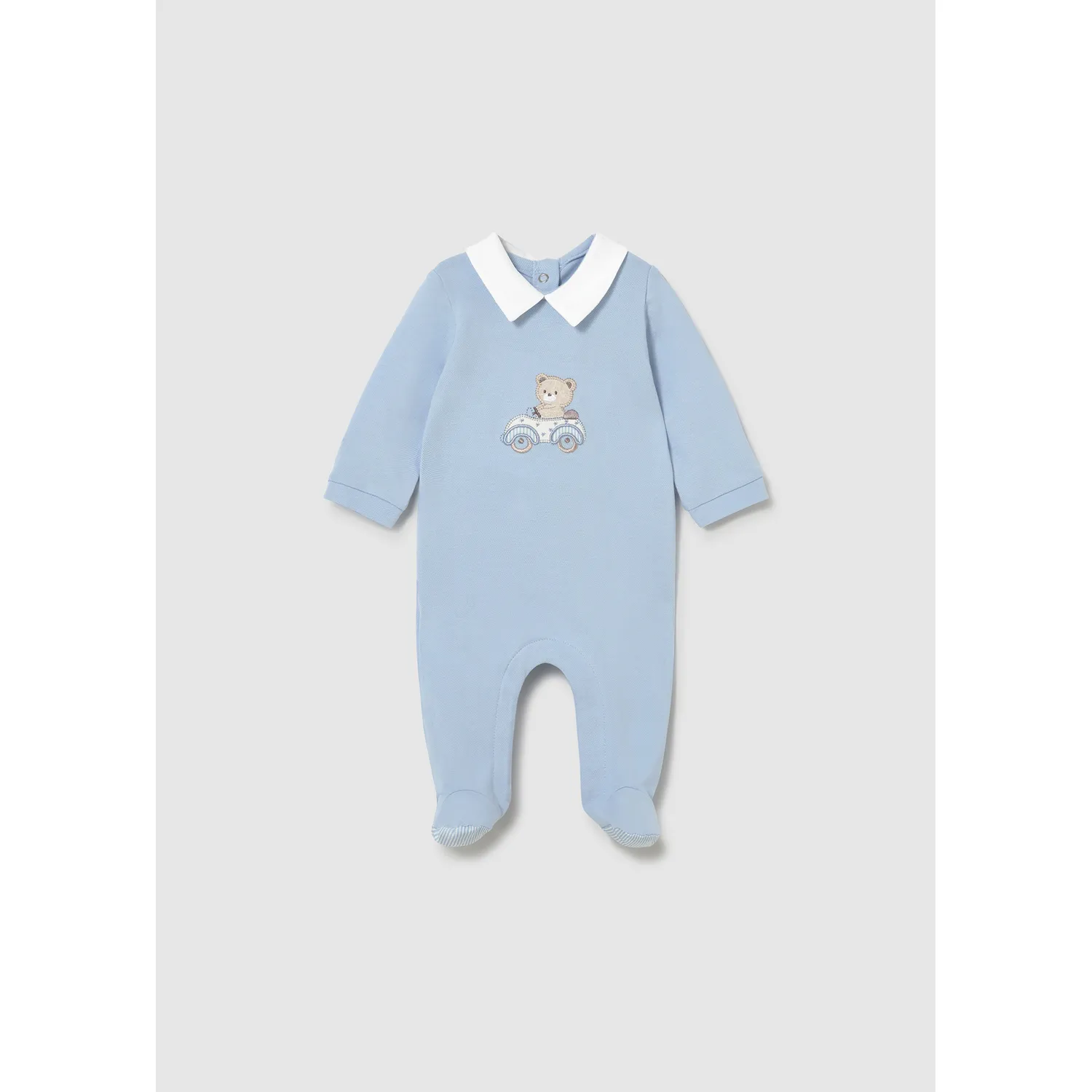 BLUE SLEEPER WHITE COLLAR BEAR CAR APPLIQUE / 1716-093