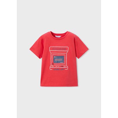 RED TSHIRT SHORT SLEEVE ARCADE PRINT / 3063-062