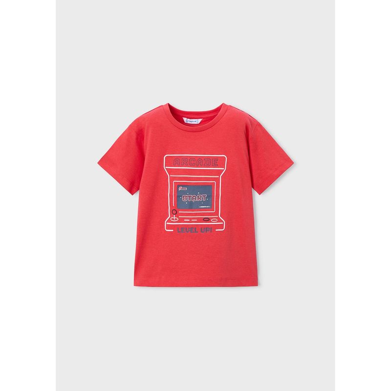 RED TSHIRT SHORT SLEEVE ARCADE PRINT / 3063-062