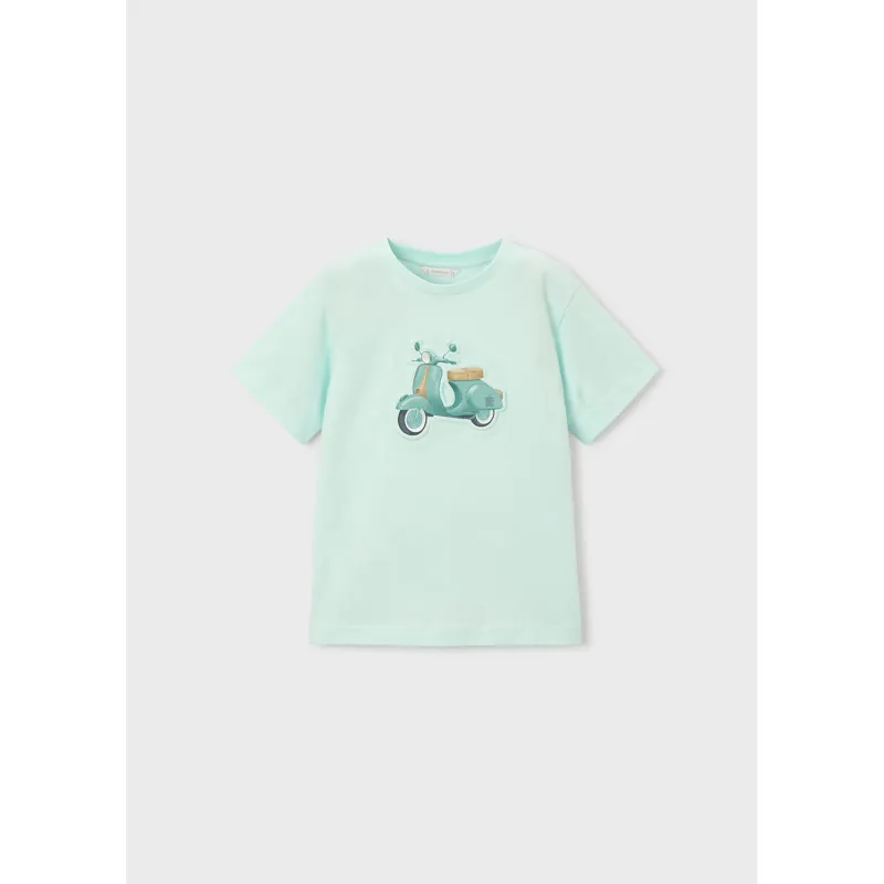 MINT GREEN TSHIRT MOTORCYCLE PRINT SHORT SLEEVE / 3059-025