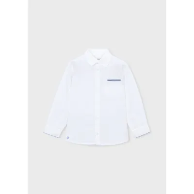 WHITE LINEN SHIRT NAVY TRIM SHORT SLEEVE / 3117-076