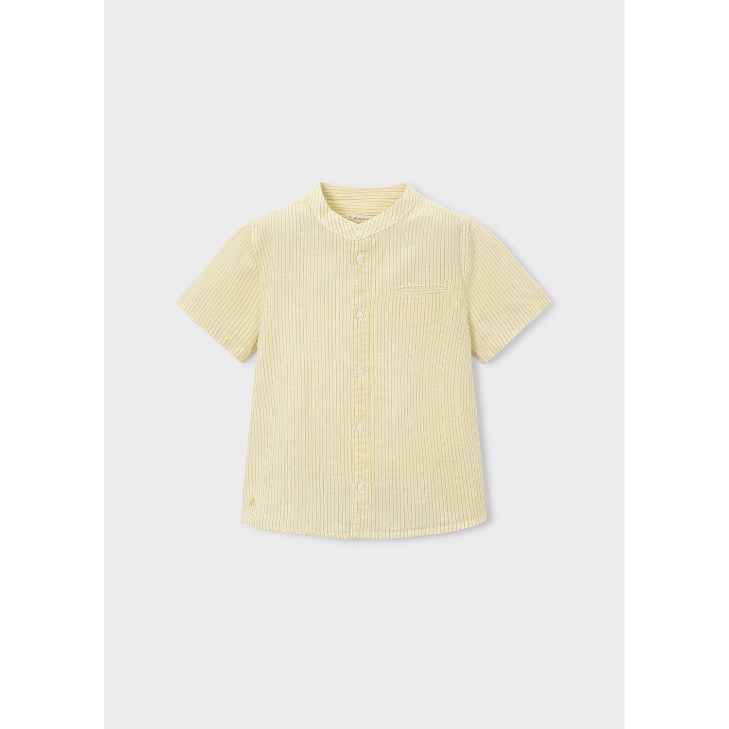 YELLOW MAO COLLAR SHIRT SHORT SLEEVE STRIPE / R3113-15