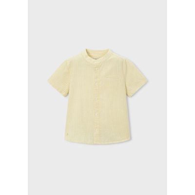 YELLOW MAO COLLAR SHIRT SHORT SLEEVE STRIPE / R3113-15