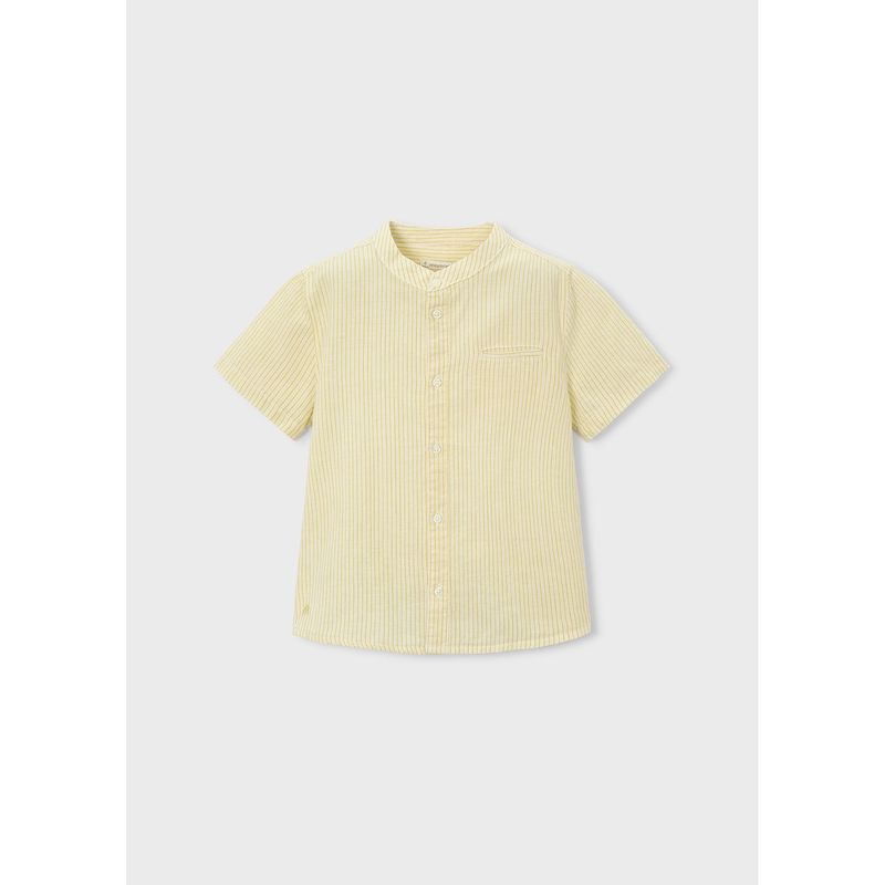 YELLOW MAO COLLAR SHIRT SHORT SLEEVE STRIPE / R3113-15