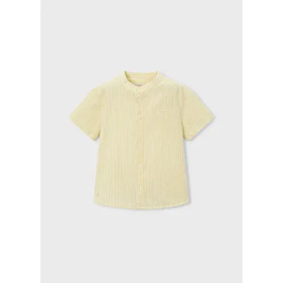 YELLOW MAO COLLAR SHIRT SHORT SLEEVE STRIPE / R3113-15