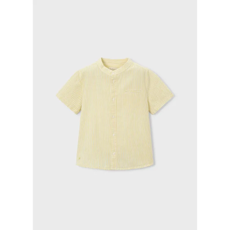 YELLOW MAO COLLAR SHIRT SHORT SLEEVE STRIPE / R3113-15