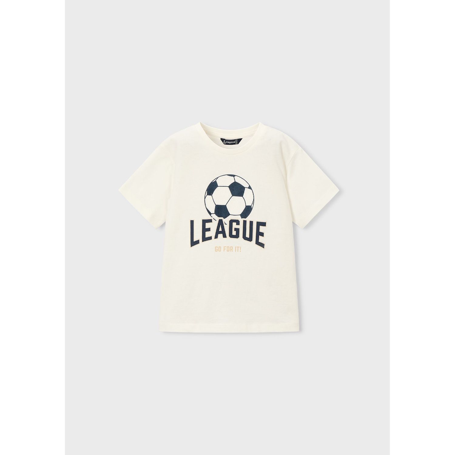 CREAM TSHIRT SOCCER BALL PRINT SHORT SLEEVE / 3074-069