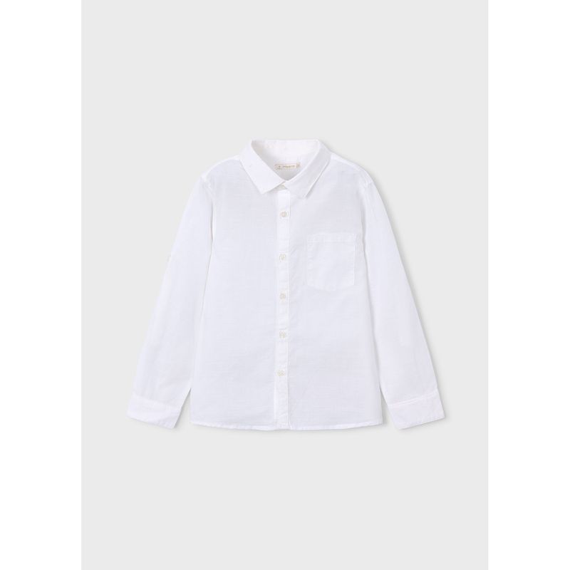 WHITE LINEN SHIRT LONG SLEEVE / 3119-038