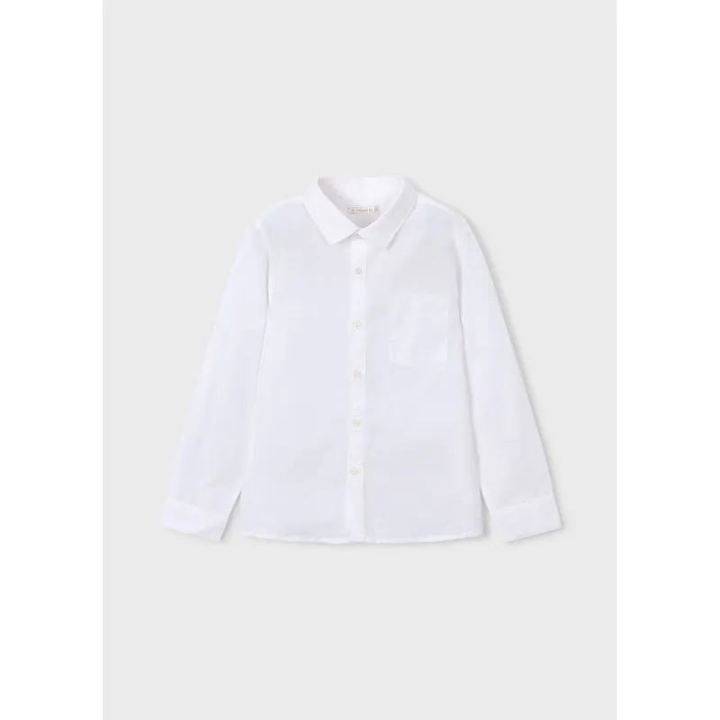 WHITE LINEN SHIRT LONG SLEEVE / 3119-038