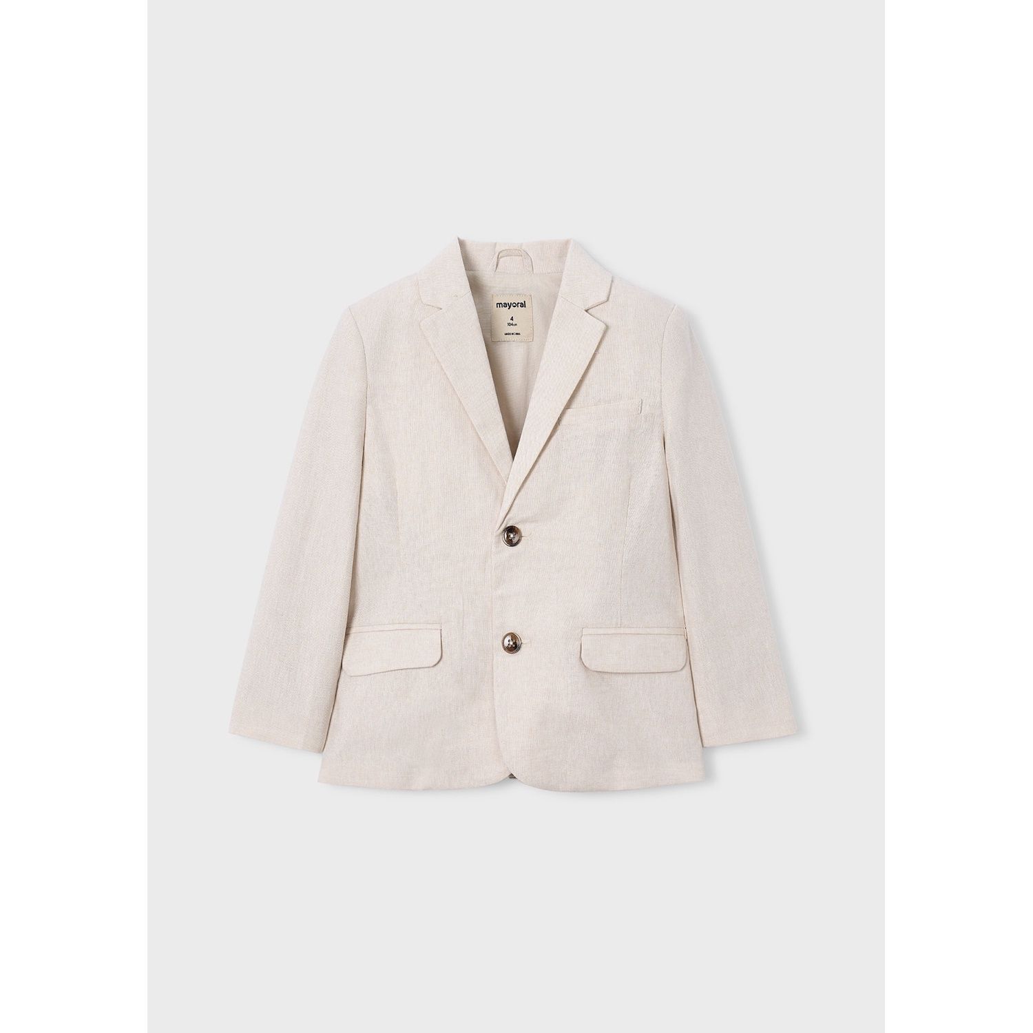 BEIGE LINEN JACKET IMITATION POCKETS 2 BUTTON / 3437-046