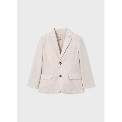 BEIGE LINEN JACKET IMITATION POCKETS 2 BUTTON / 3437-046