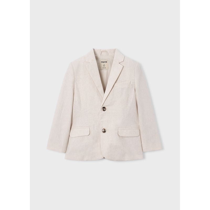 BEIGE LINEN JACKET IMITATION POCKETS 2 BUTTON / 3437-046