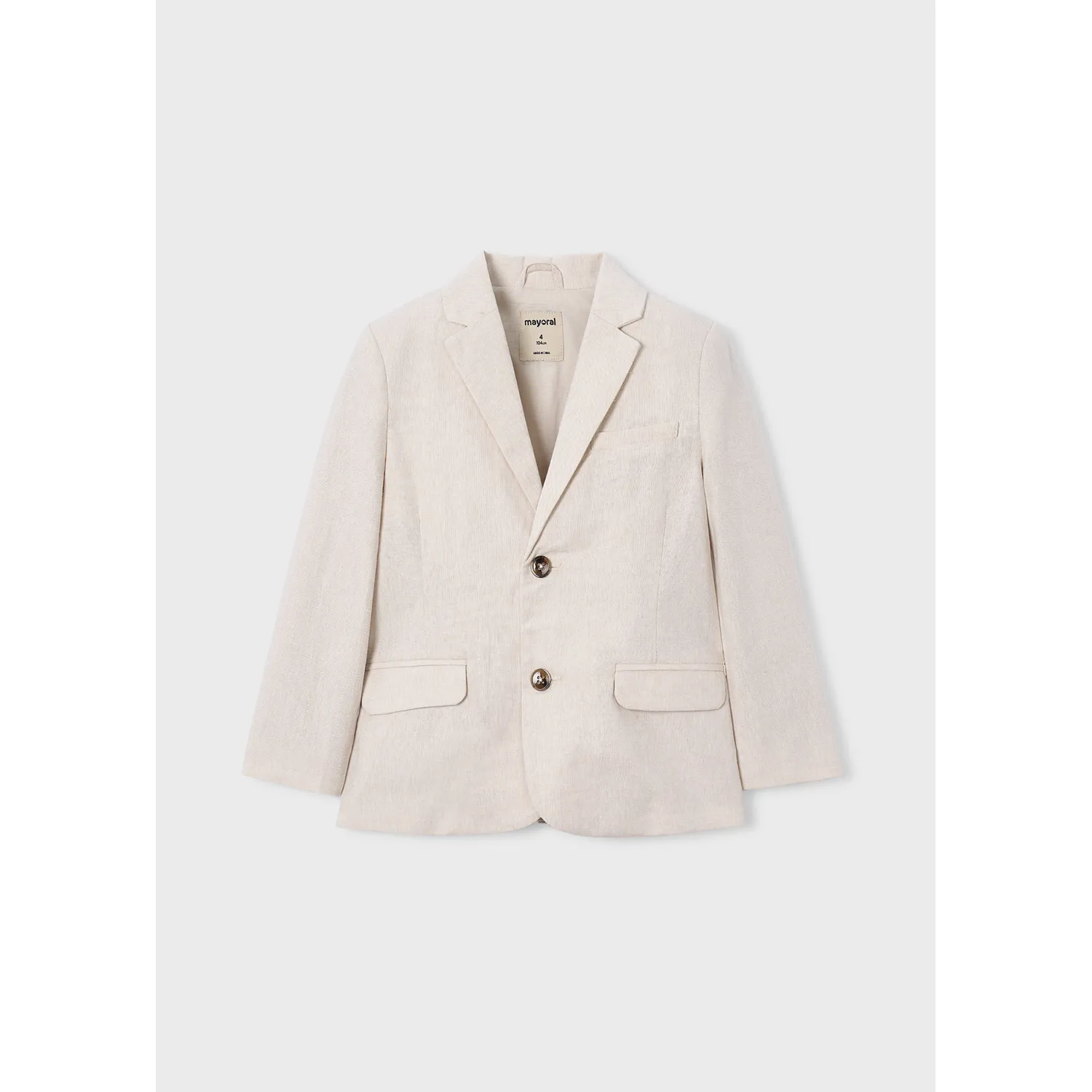 BEIGE LINEN JACKET IMITATION POCKETS 2 BUTTON / 3437-046