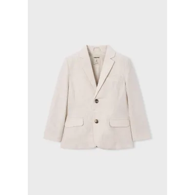 BEIGE LINEN JACKET IMITATION POCKETS 2 BUTTON / 3437-046