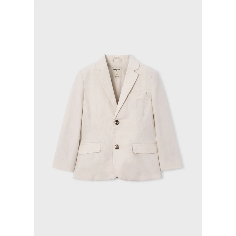 BEIGE LINEN JACKET IMITATION POCKETS 2 BUTTON / 3437-046