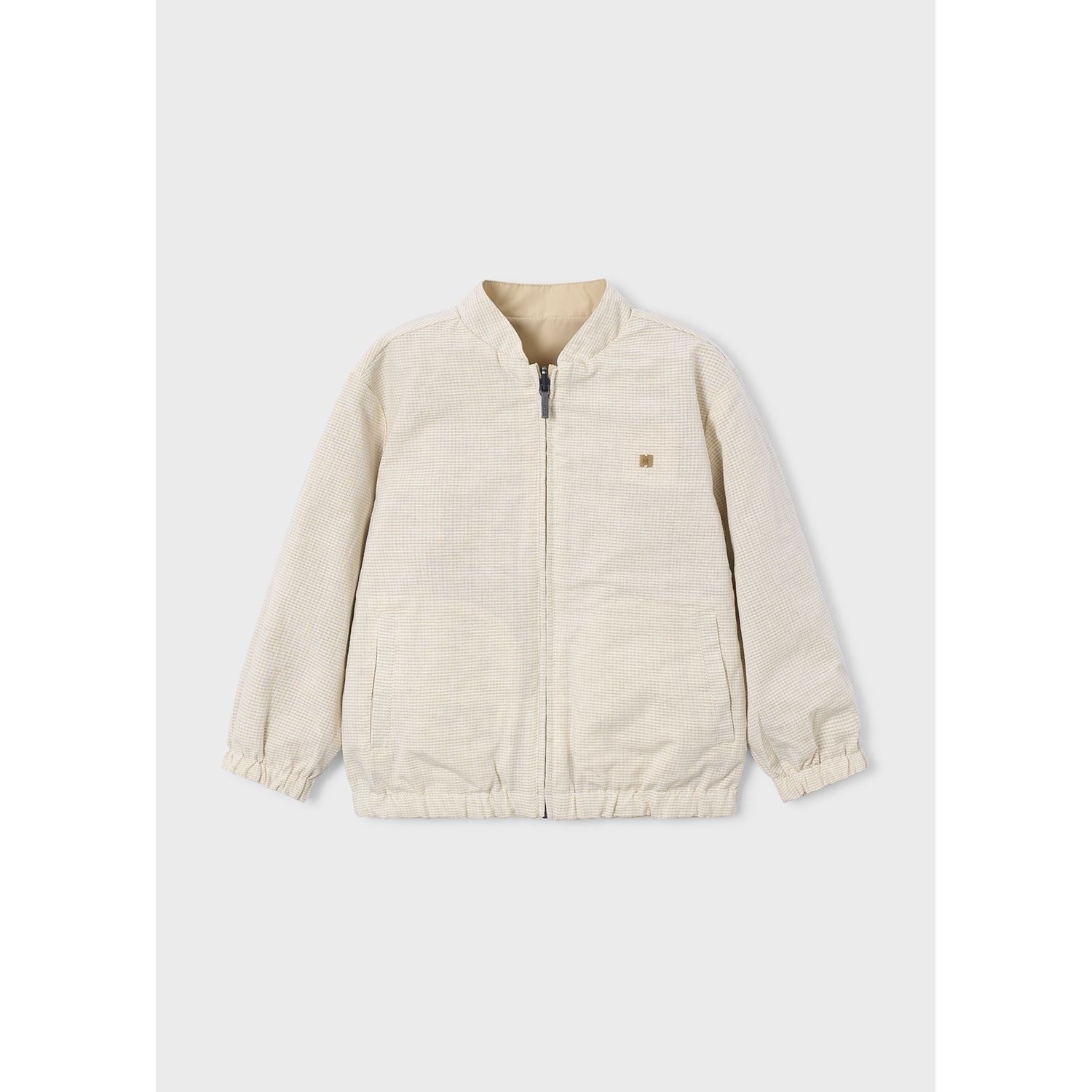 BEIGE REVERSIBLE LINEN WINDBREAKER CHECK / 3444-047