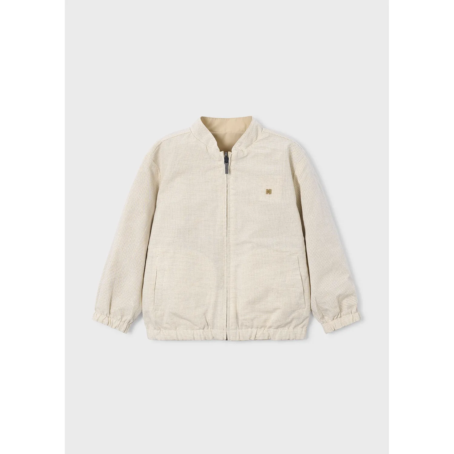 BEIGE REVERSIBLE LINEN WINDBREAKER CHECK / 3444-047