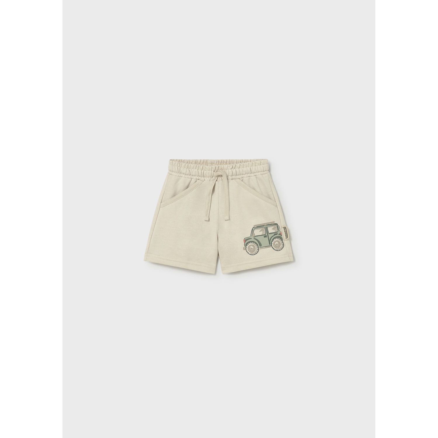 BEIGE SHORTS GRN CAR PRINT LOOSE FIT / 1222-079