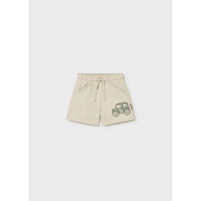 BEIGE SHORTS GRN CAR PRINT LOOSE FIT / 1222-079
