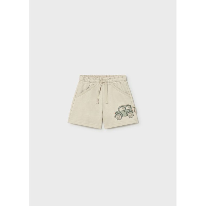 BEIGE SHORTS GRN CAR PRINT LOOSE FIT / 1222-079