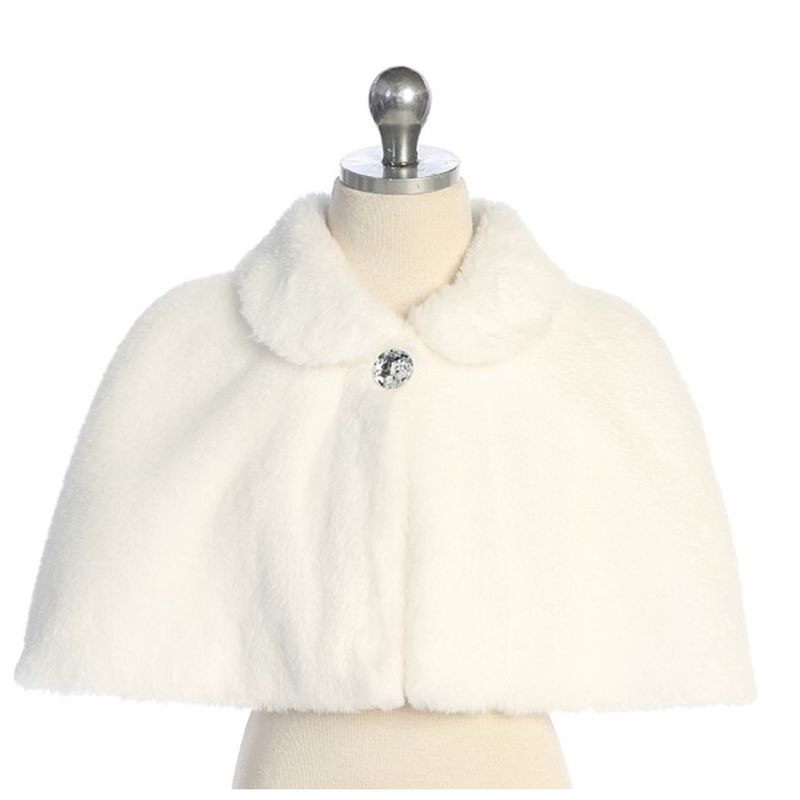 IVORY FAUX FUR CAPE RHINESTONE BUTTON / 7900 IVORY FAUX FUR CAPE RHINESTONE BUTTON / 7900