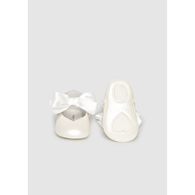 WHITE MARY JANE SHOE SATIN BOW / 9090-079 WHITE MARY JANE SHOE SATIN BOW / 9090-079