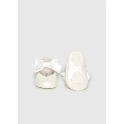 WHITE MARY JANE SHOE SATIN BOW / 9090-079
