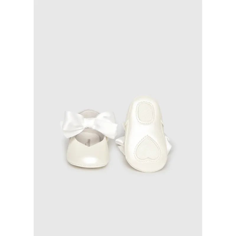 WHITE MARY JANE SHOE SATIN BOW / 9090-079