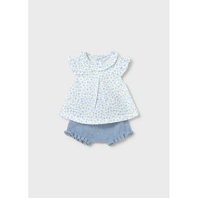 2PC BLUE BLOOMER & PRINTED BLOUSE SETCAP SLEEVE / 1288-054