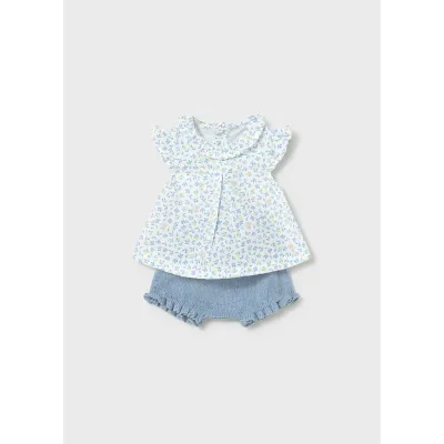 2PC BLUE BLOOMER & PRINTED BLOUSE SETCAP SLEEVE / 1288-054