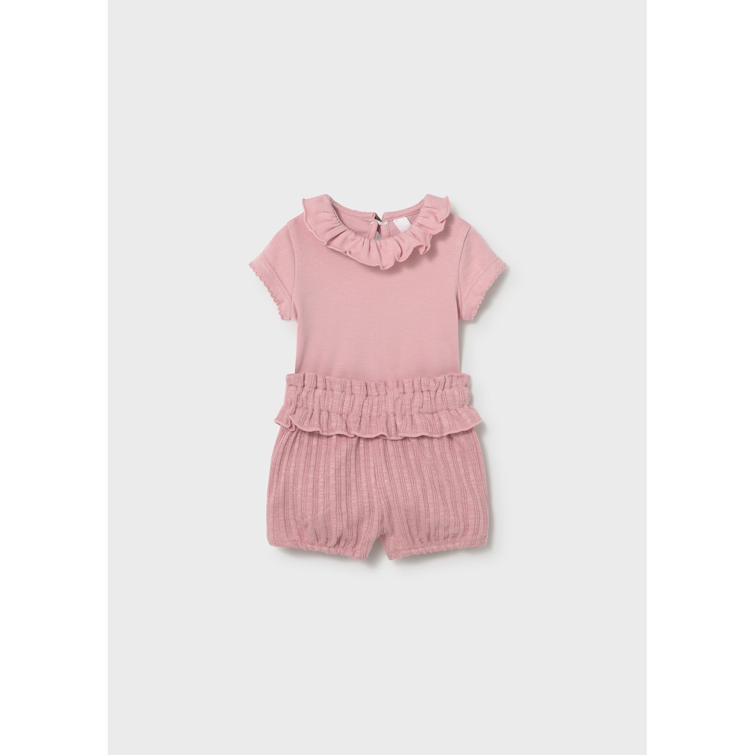2PC PINK BODYSUIT & SHORT SET / 1640-048