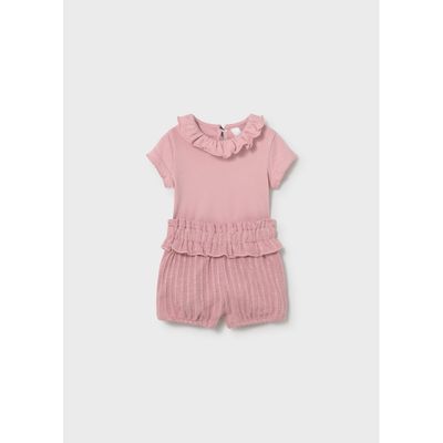 2PC PINK BODYSUIT & SHORT SET / 1640-048
