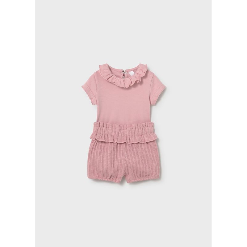 2PC PINK BODYSUIT & SHORT SET / 1640-048