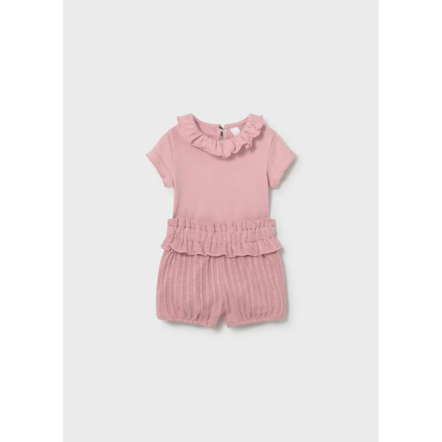 2PC PINK BODYSUIT & SHORT SET / 1640-048