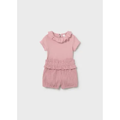2PC PINK BODYSUIT & SHORT SET / 1640-048