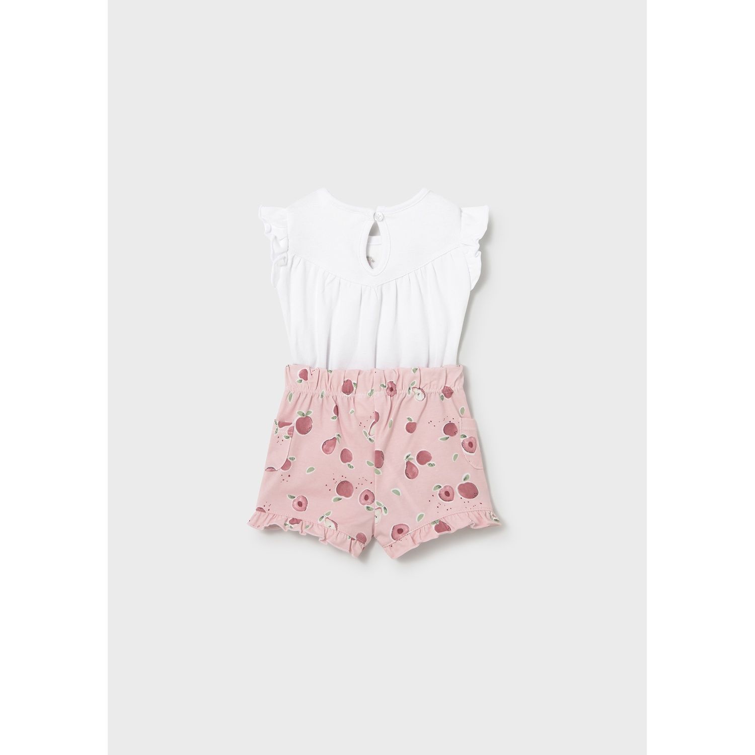 2PC CREAM BODYSUIT & PINK SHORTS PRINTED / 1640-048