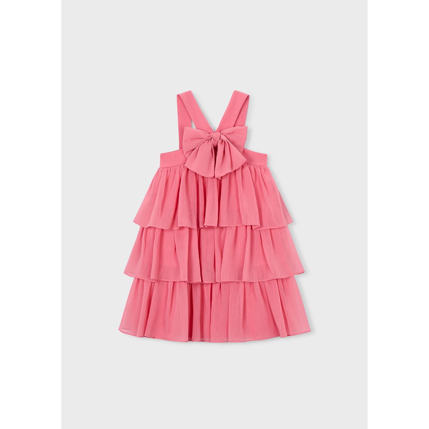 PINK ORGANZA DRESS 3 LAYERS BOW FRONT / 3912-065