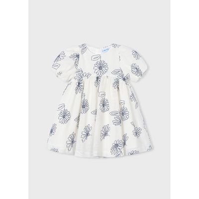 OFF WHITE DRESS NAVY FLOWER PRINT / 3921-090