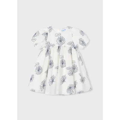 OFF WHITE DRESS NAVY FLOWER PRINT / 3921-090
