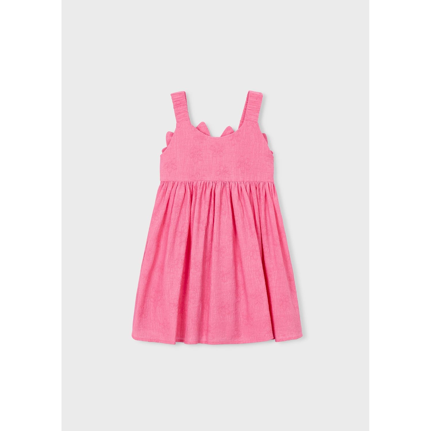 PINK FLOWER JACQUARD SUNDRESS BOW TRIM / 3925-010