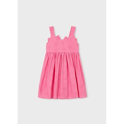 PINK FLOWER JACQUARD SUNDRESS BOW TRIM / 3925-010