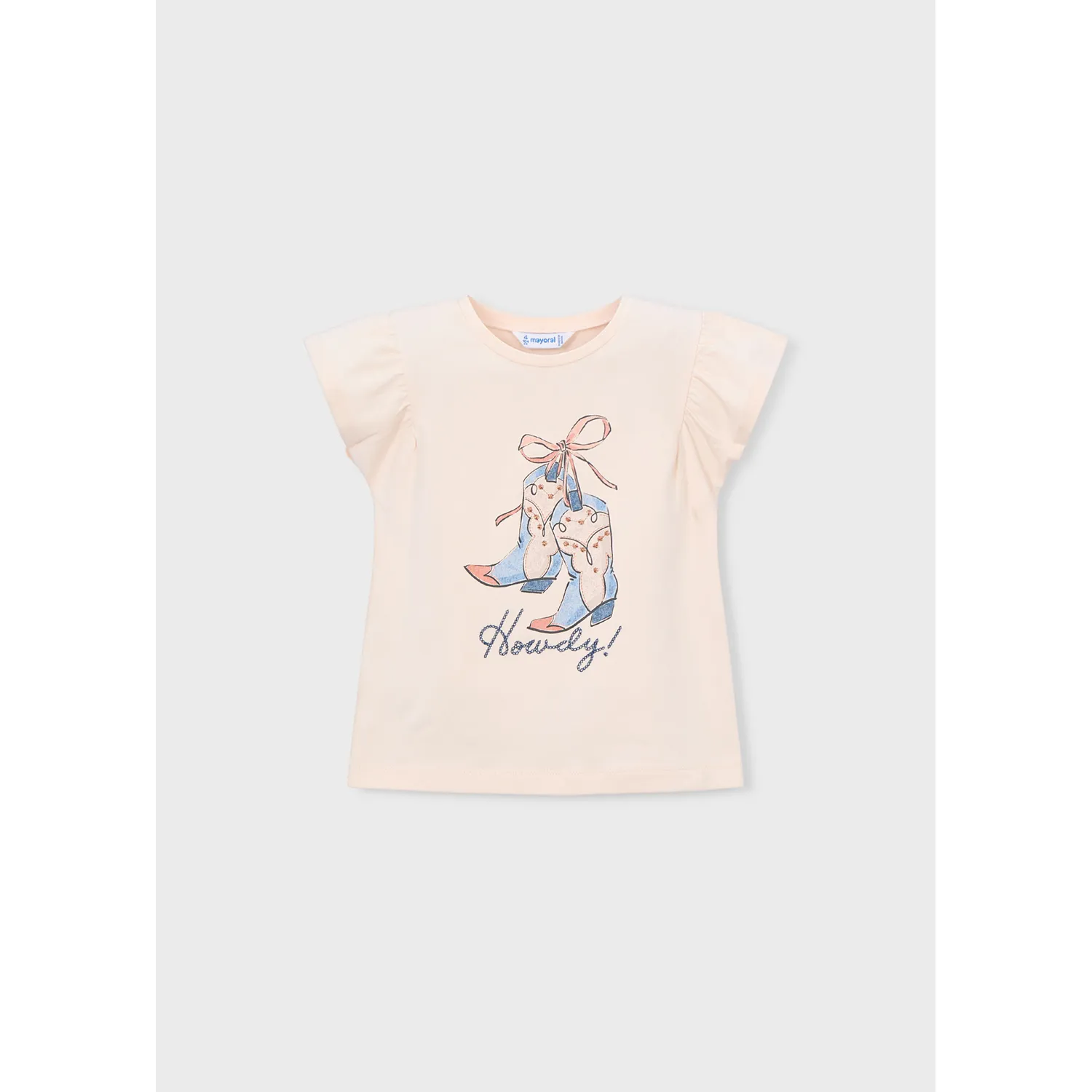 TAUPE TSHIRT BLUE BOOTS HOWDY SHORT SLEEVE / 3007-080