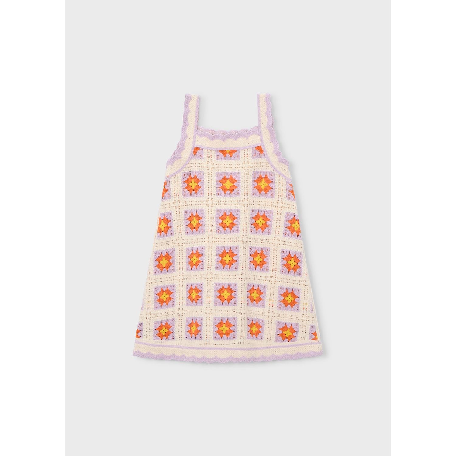 CREAM & LILAC CROCHET DRESS SQUARE PATTERN / 3935-067