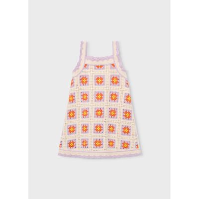 CREAM & LILAC CROCHET DRESS SQUARE PATTERN / 3935-067