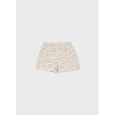 BEIGE KNIT SHORTS OPEN WEAVE / 3223-050